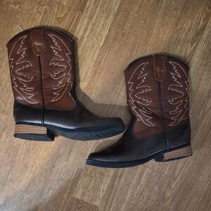 Kids Brown Leather Cowboy Boots